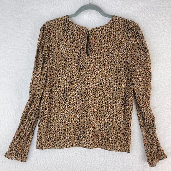 Dolan Brown Animal Print Long Sleeve Round Neck Lightweight Shirt Womens Size L - Picture 12 of 13